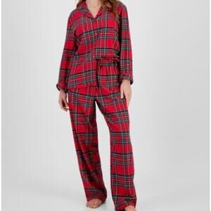 Macys Pajama Set Womens XXL Red Brinkley Plaid Holiday Lounge Comfy Cozy Modern